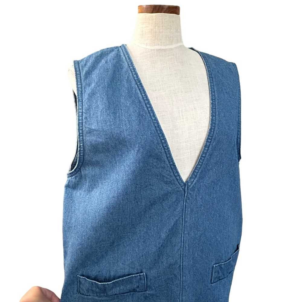 90s Vintage Denim Jean Jumper Dress Women SIZE M … - image 5