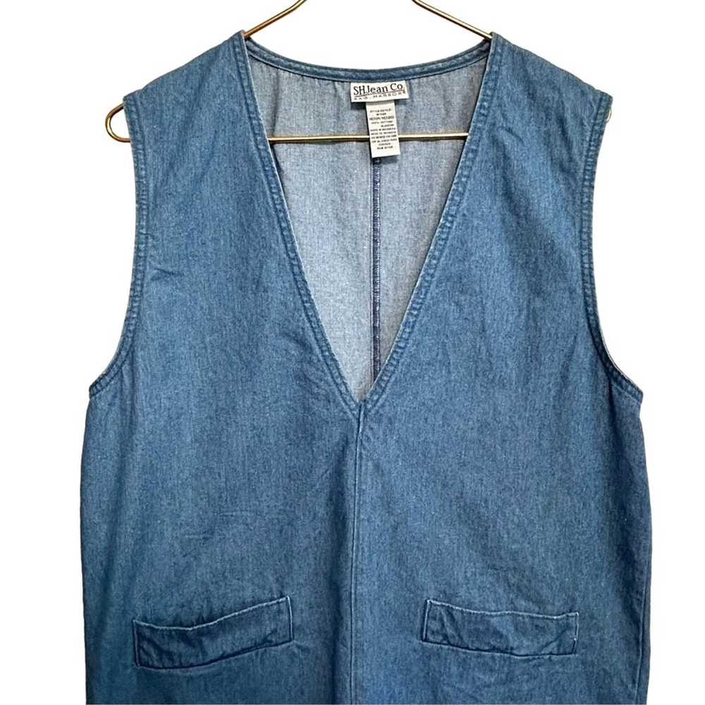 90s Vintage Denim Jean Jumper Dress Women SIZE M … - image 7