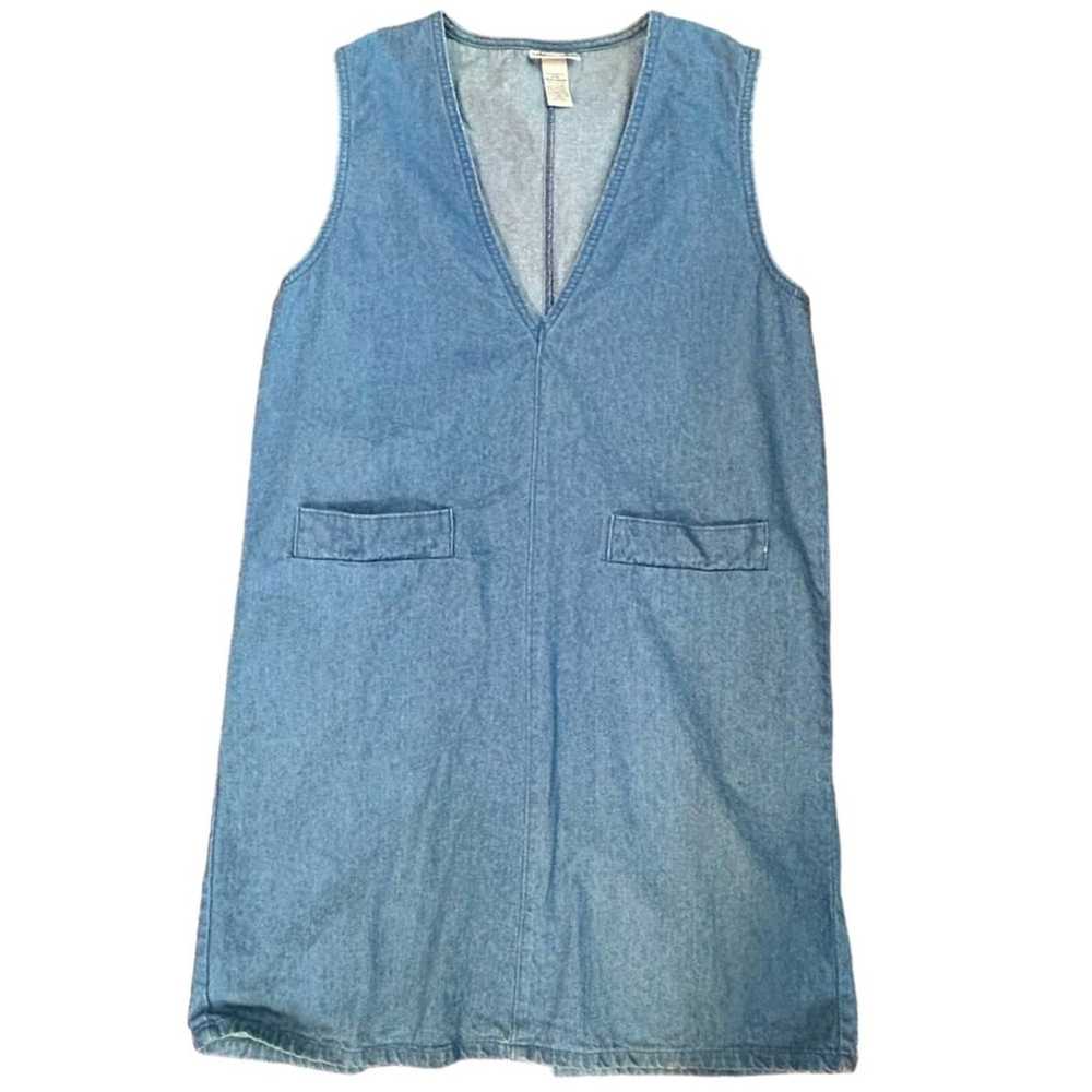 90s Vintage Denim Jean Jumper Dress Women SIZE M … - image 9