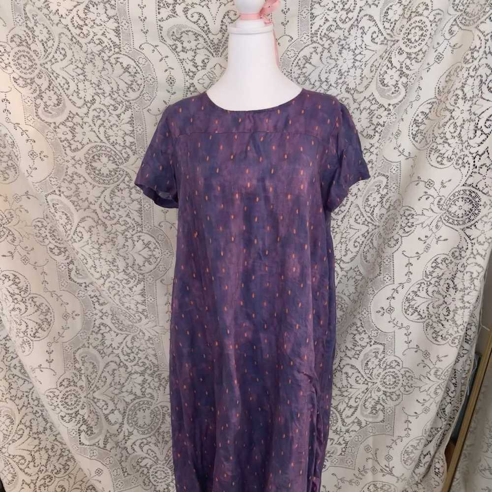 Vintage 100%linen purple dress M - image 1