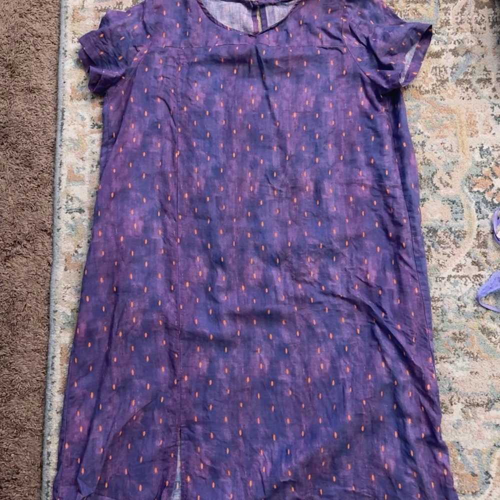 Vintage 100%linen purple dress M - image 2