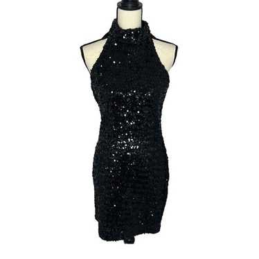 Roberta Black Sequin Mini Sleeveless Dress VINTAG… - image 1