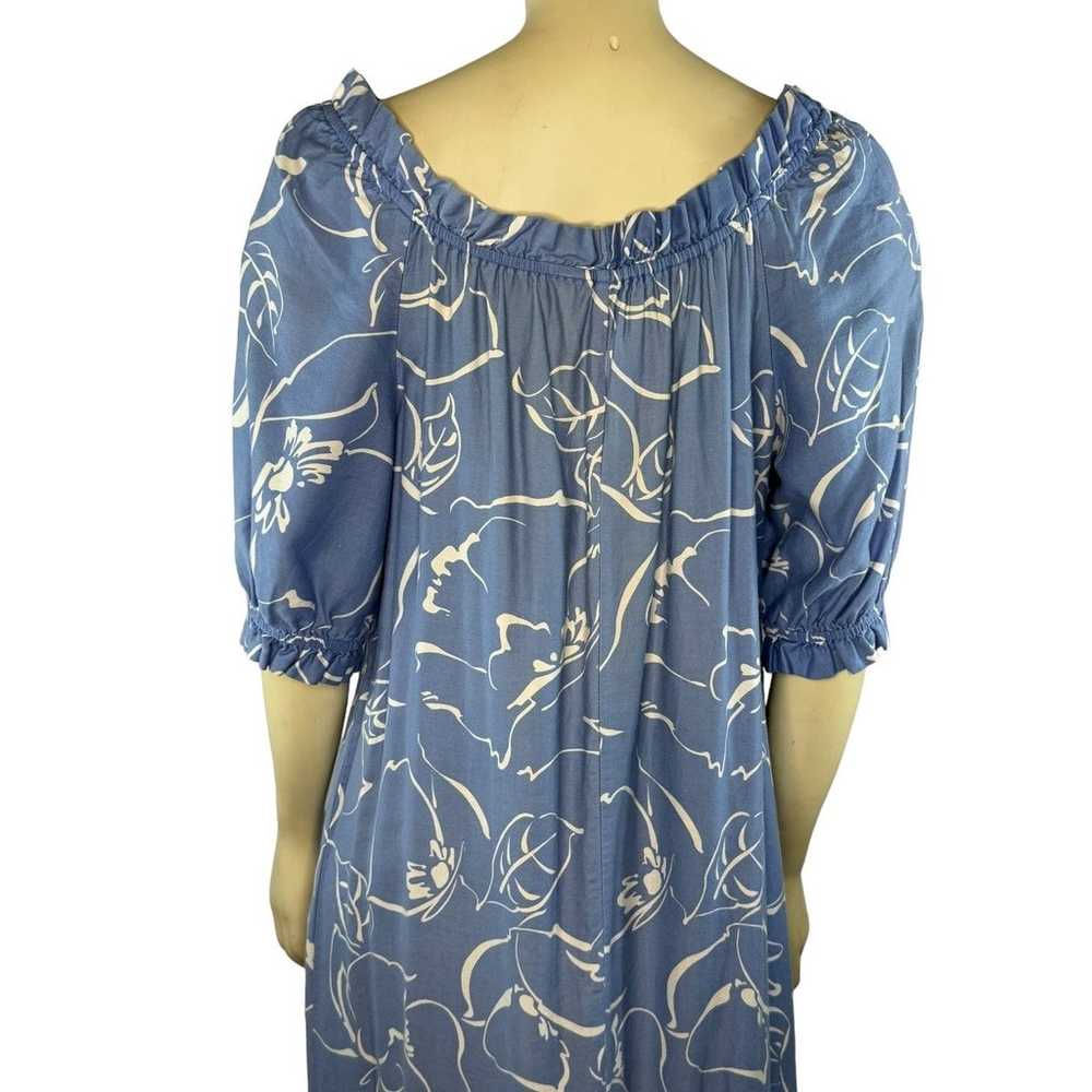 Vintage Hilo Hattie dress made in Hawaii blue & w… - image 8