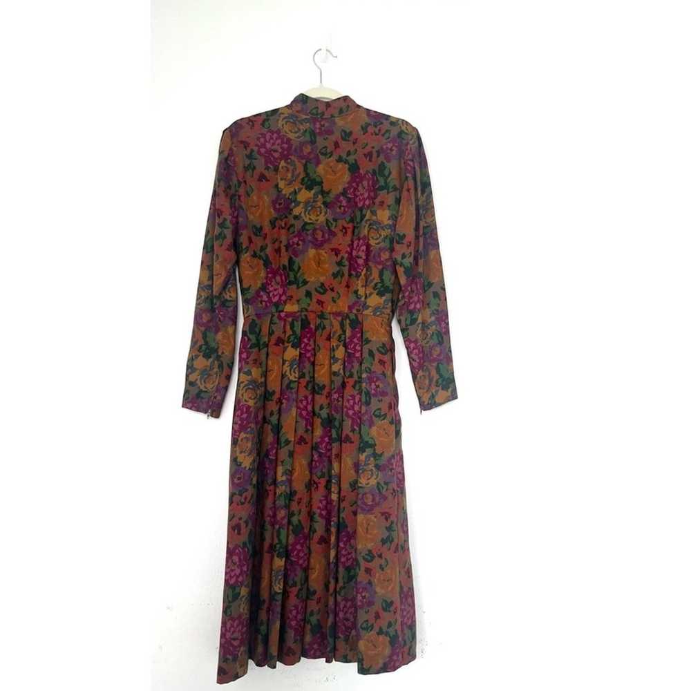 Albert Nipon Vtg wool silk dress patchwork pleate… - image 3