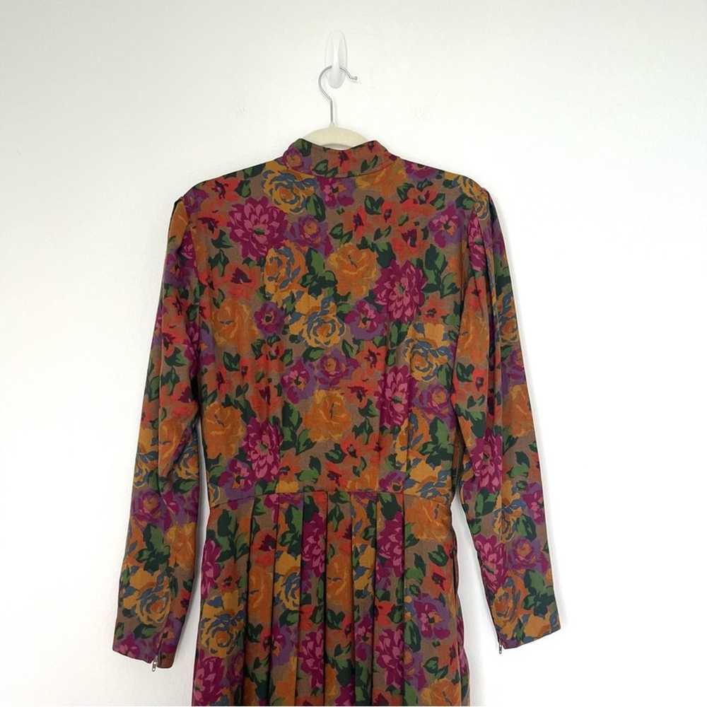 Albert Nipon Vtg wool silk dress patchwork pleate… - image 5