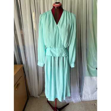 dress vintage 1980s sheer sea foam