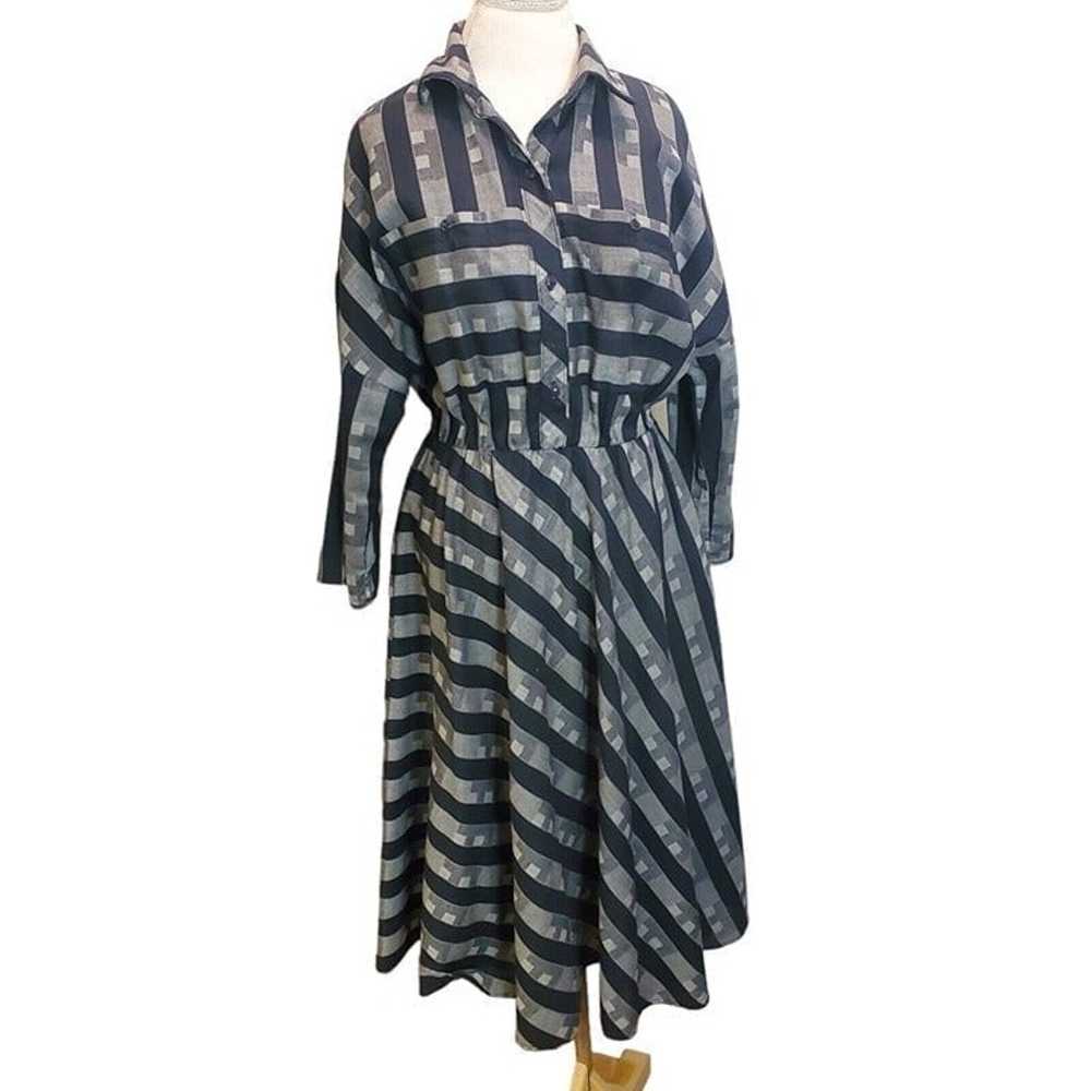 Vintage 80s Size Large Popover Casual Shirt Dress… - image 2