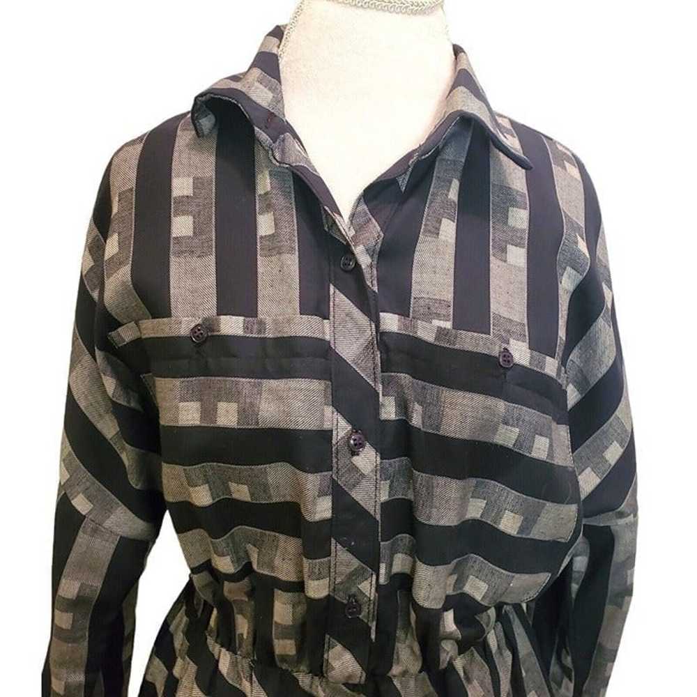 Vintage 80s Size Large Popover Casual Shirt Dress… - image 3