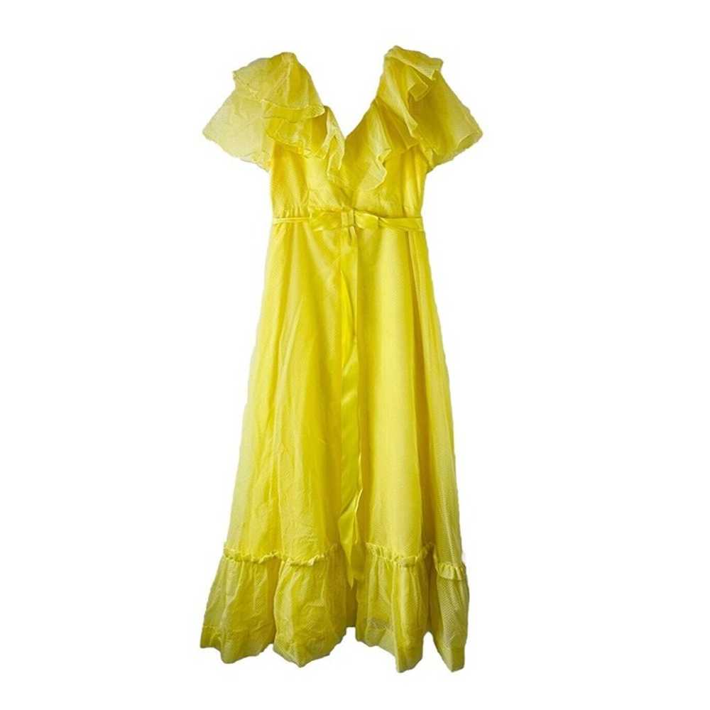 Vintage 70s Womens 12 Yellow Frilly Ruffled Tiere… - image 1