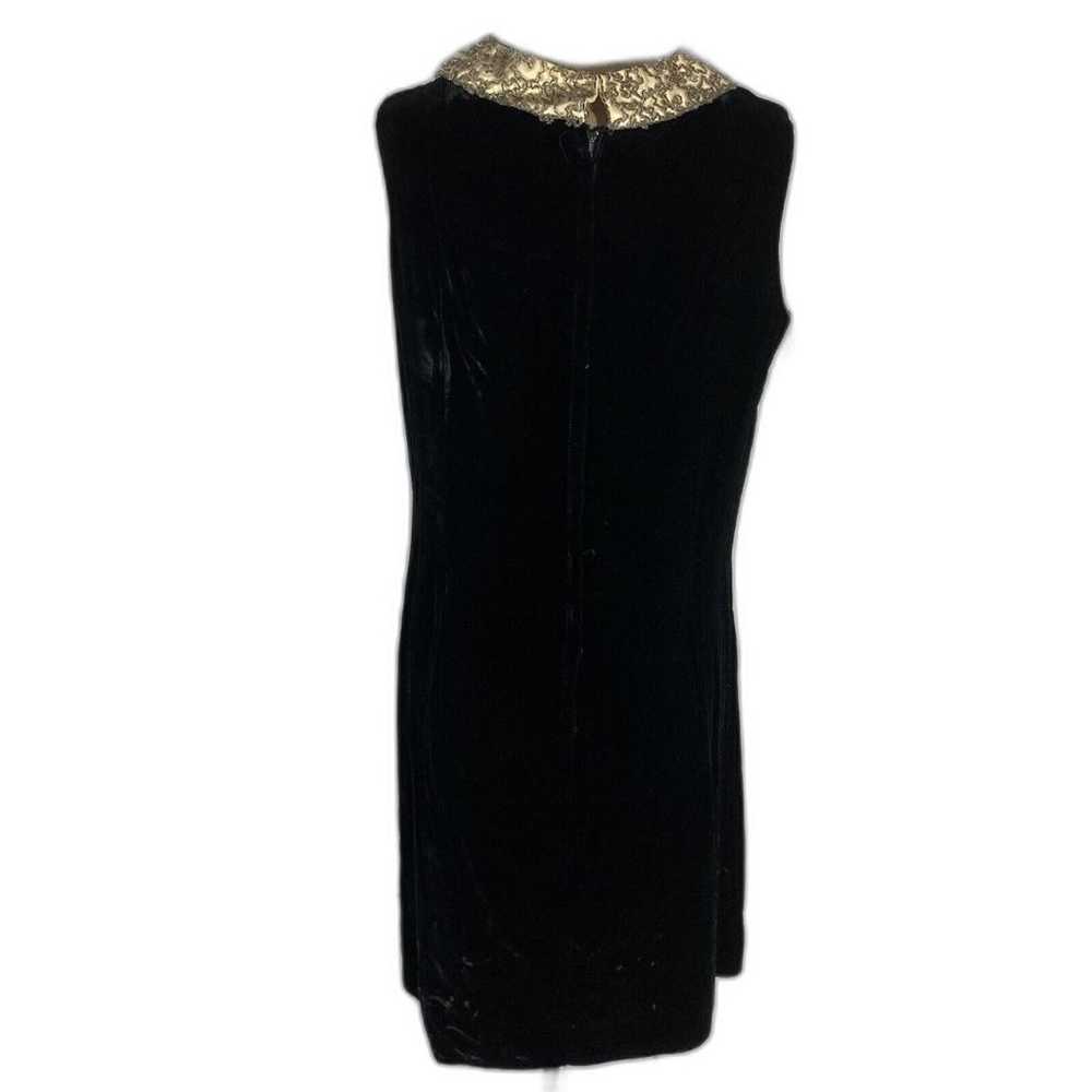 1950’s Black Velvet Shift Cocktail Dress Silk Col… - image 5