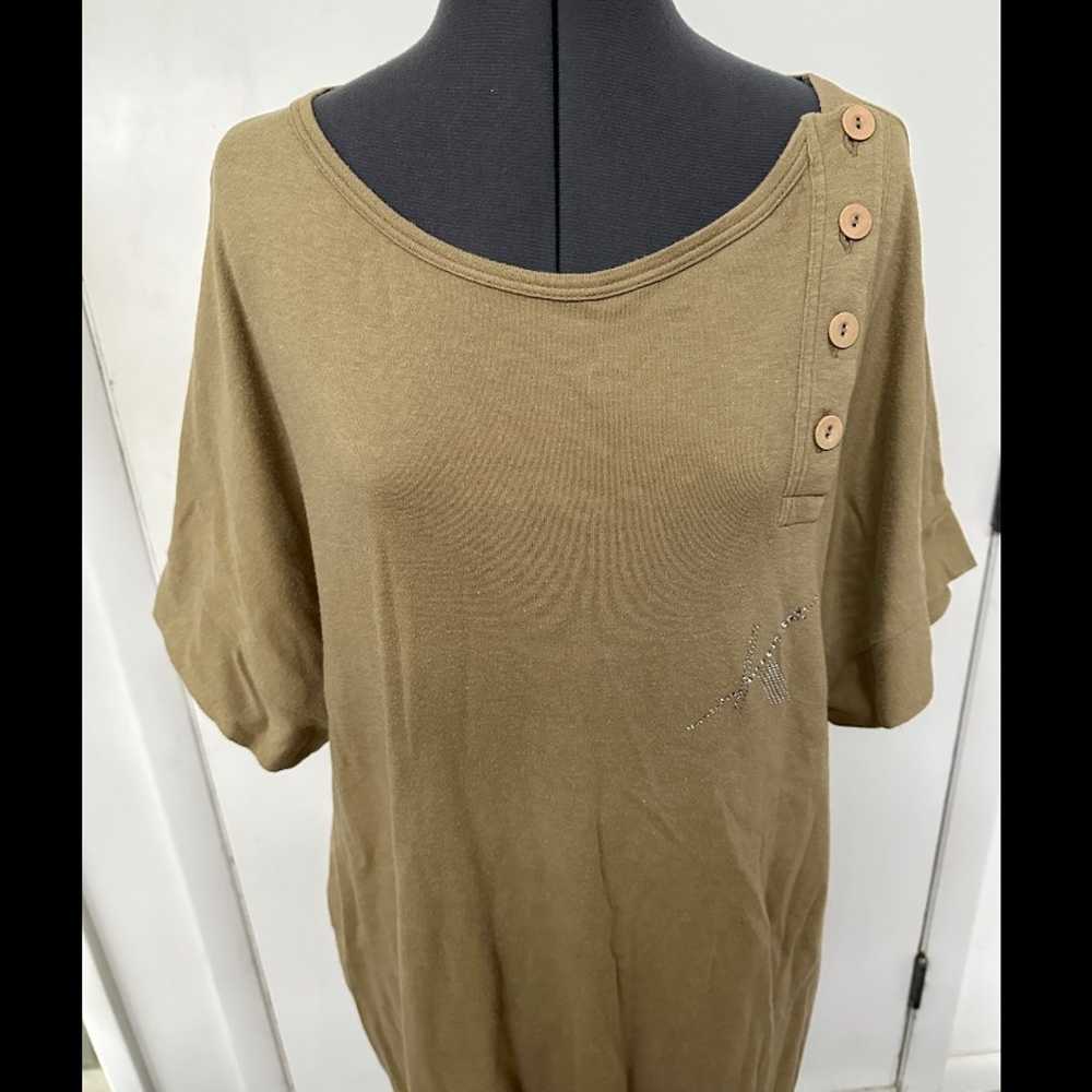 VINTAGE 1980s KRIZIA MAGLIA TAN BROWN TSHIRT JERS… - image 2