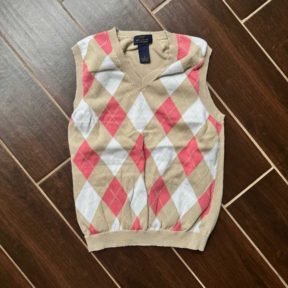 Vintage y2k 2000s Women’s Pink argyle Sweater ves… - image 1