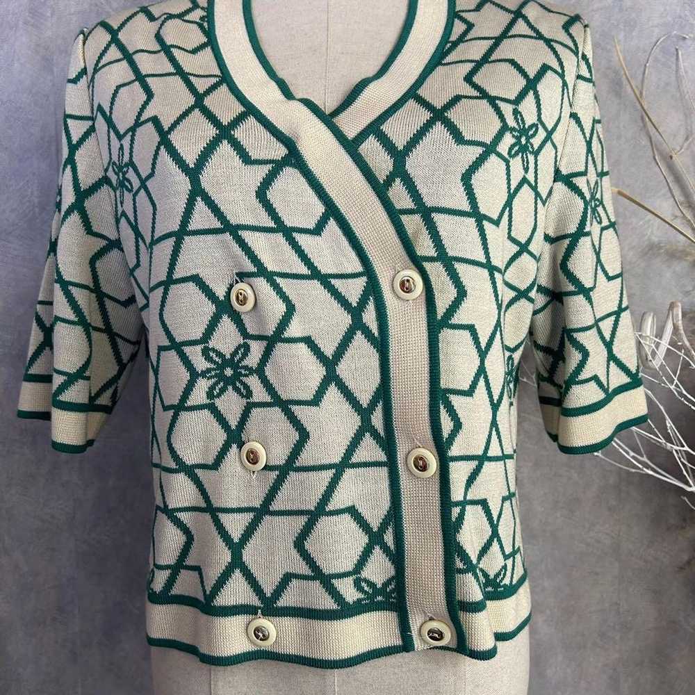 NINA RICCI Cardigan Vintage with Shoulder Pads Pa… - image 6