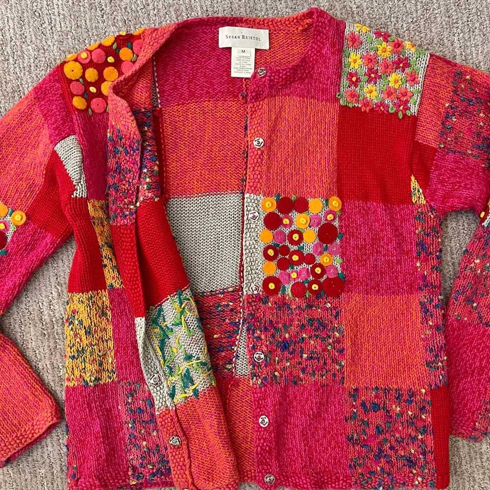 Vtg Patchwork Cardigan M - image 6