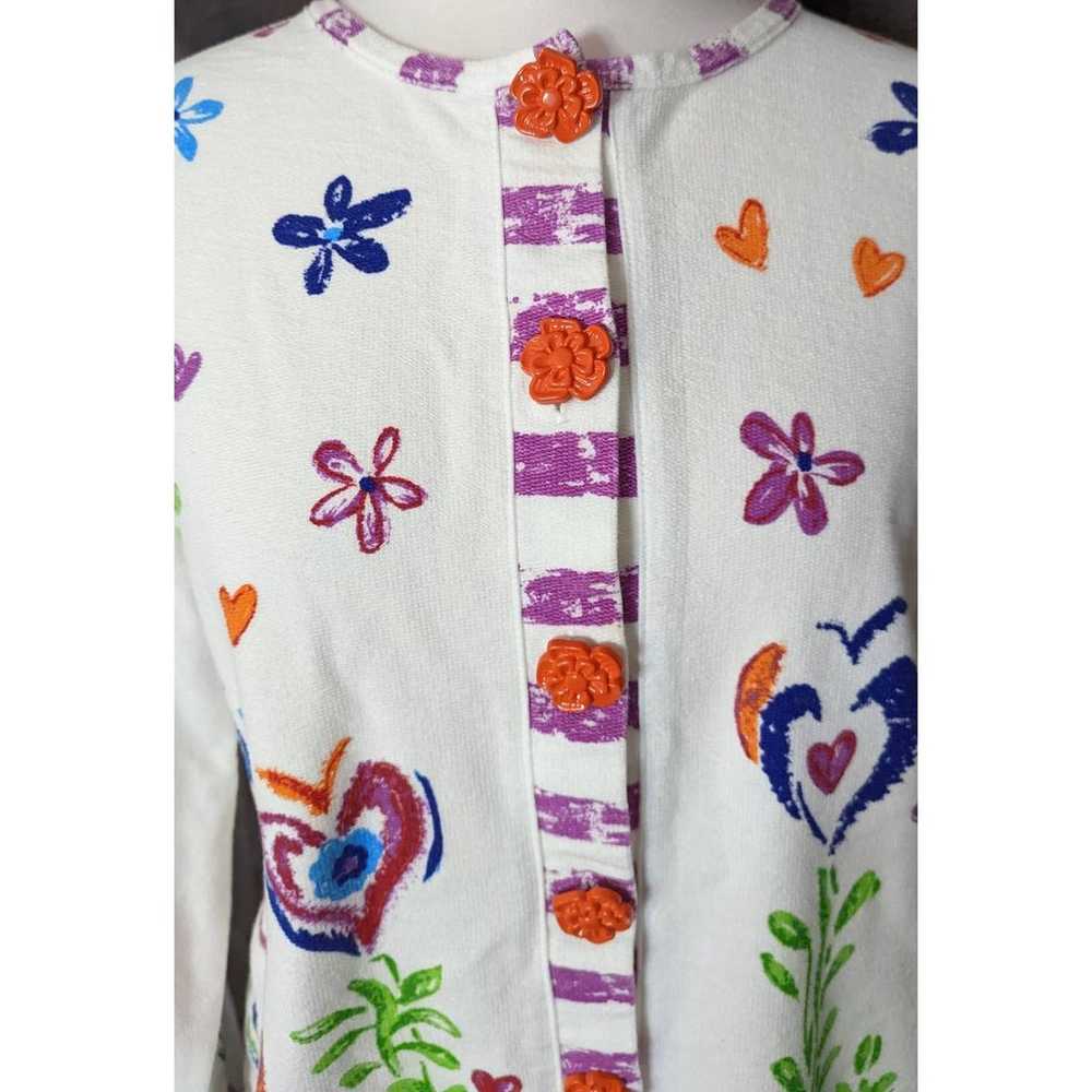 Vintage Onque Casuals Bright Floral Cardigan With… - image 2