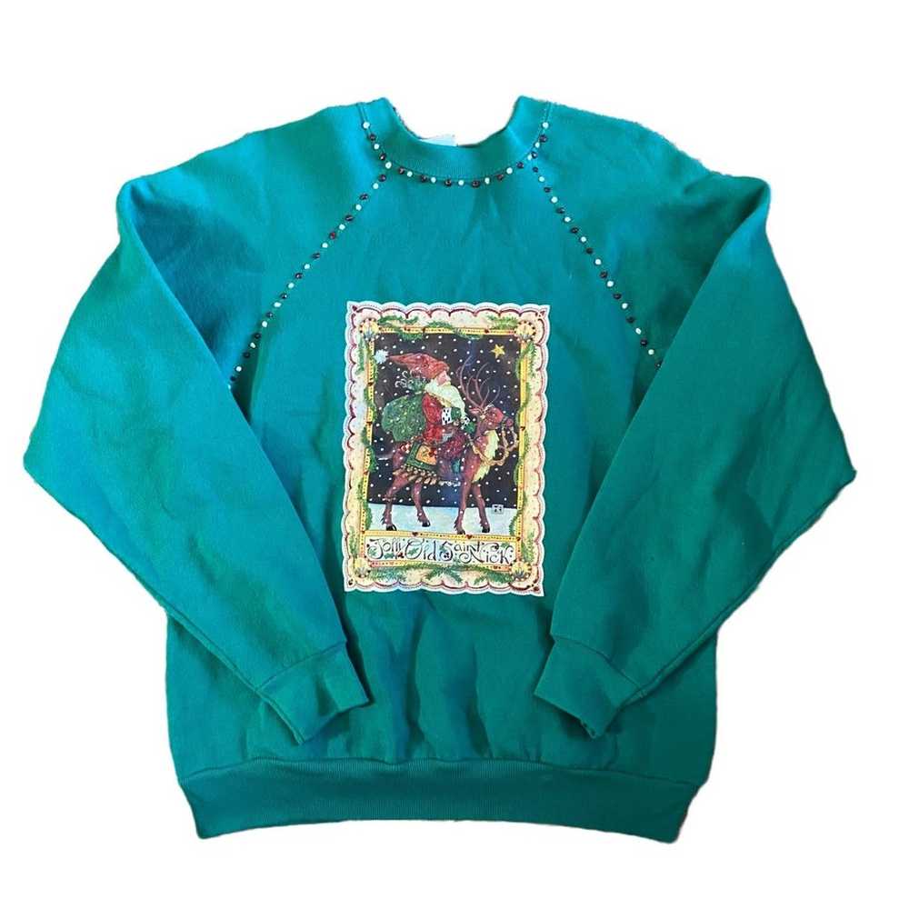 Vintage Christmas Santa crewneck sweatshirt - image 1