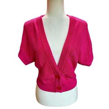 Vintage 90s Worthington Hot Pink Cardigan Sweater 