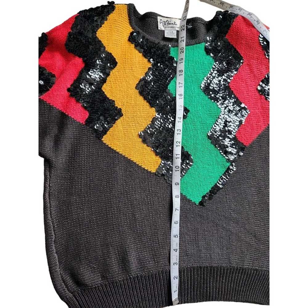 Vintage All Points women's knit Black sweater seq… - image 6