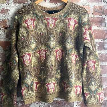 Peruvian Connection Tulip Floral Sweater Pullover - image 1