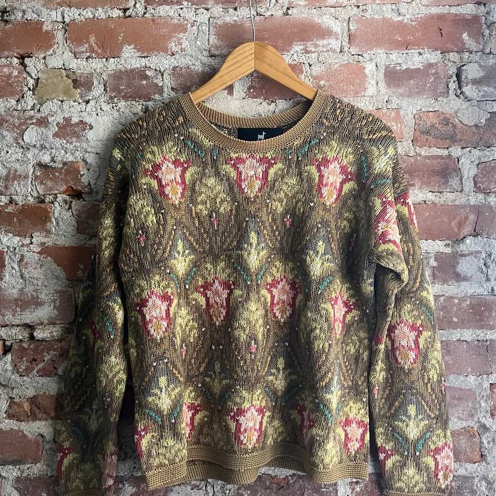 Peruvian Connection Tulip Floral Sweater Pullover - image 2