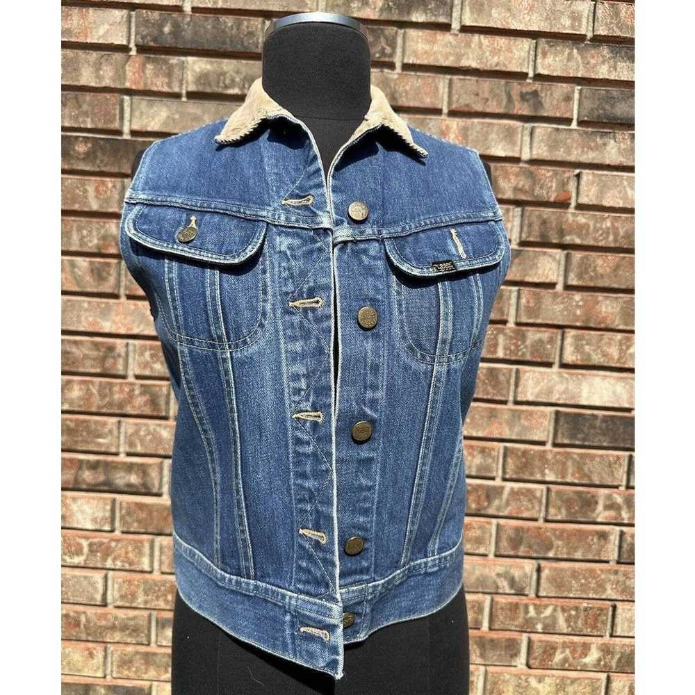 Vintage Lee Riders Womens Jean Vest Size Small Ta… - image 1