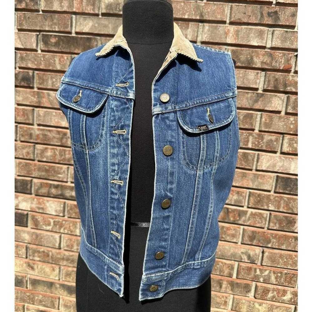 Vintage Lee Riders Womens Jean Vest Size Small Ta… - image 3