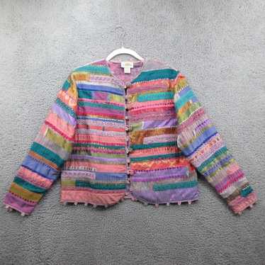 Sandy Starkman Blazer Womens Small Striped Patchw… - image 1