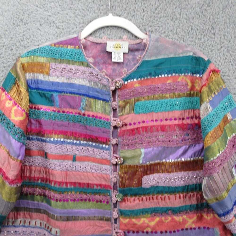 Sandy Starkman Blazer Womens Small Striped Patchw… - image 3