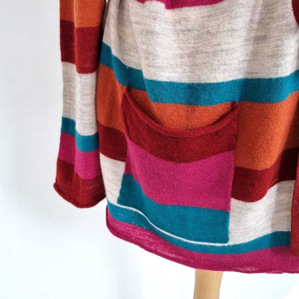 Gudrun Sjoden Cardigan 100% Wool Belted Striped P… - image 4