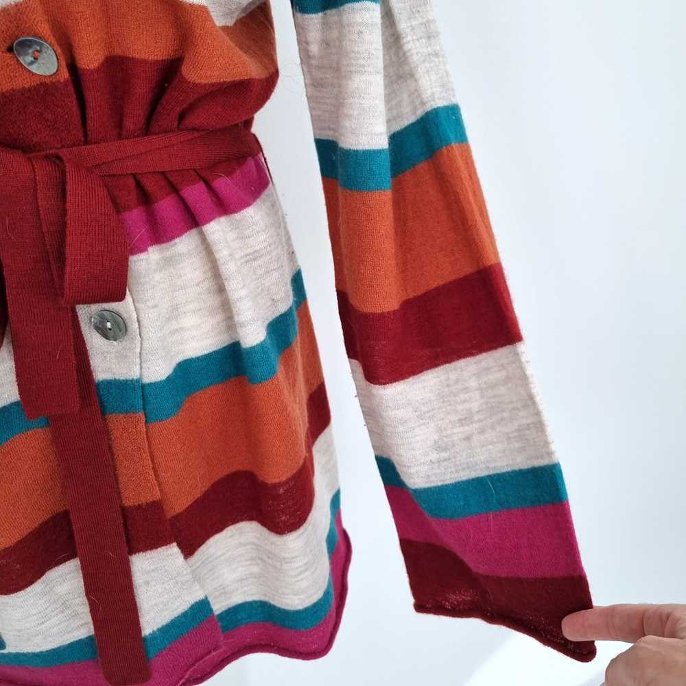 Gudrun Sjoden Cardigan 100% Wool Belted Striped P… - image 5