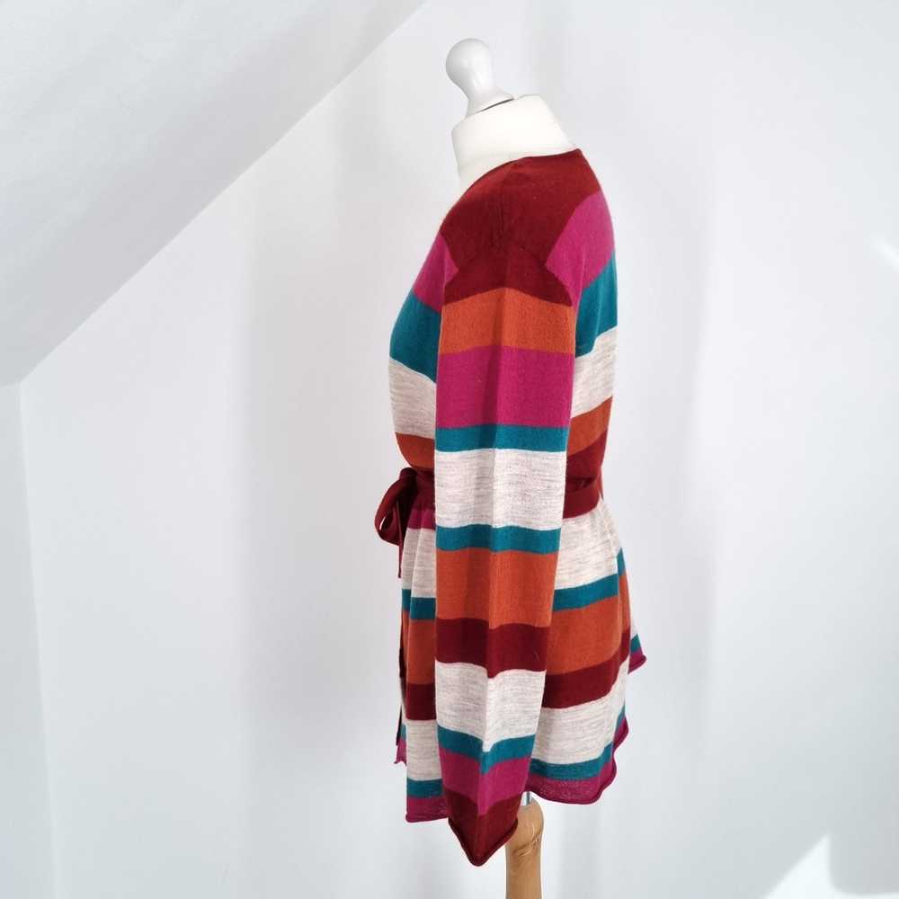 Gudrun Sjoden Cardigan 100% Wool Belted Striped P… - image 6