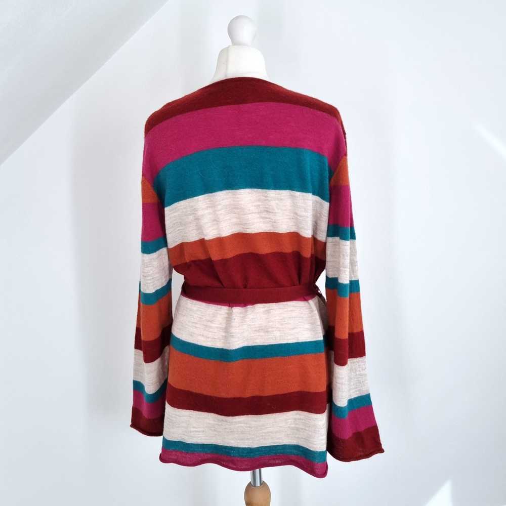 Gudrun Sjoden Cardigan 100% Wool Belted Striped P… - image 7