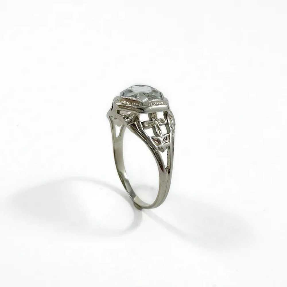 1920s Dreamy Light Blue Aqua and 18k Filigree Ring - image 5