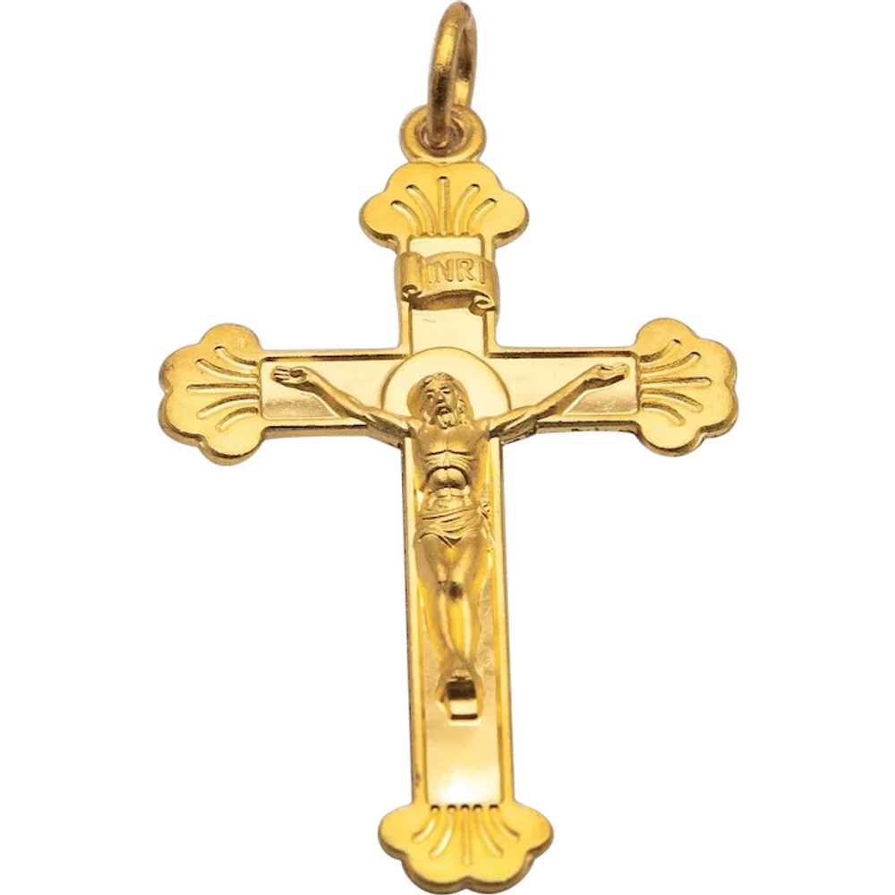 24k Yellow Gold Crucifix Pendant - image 1