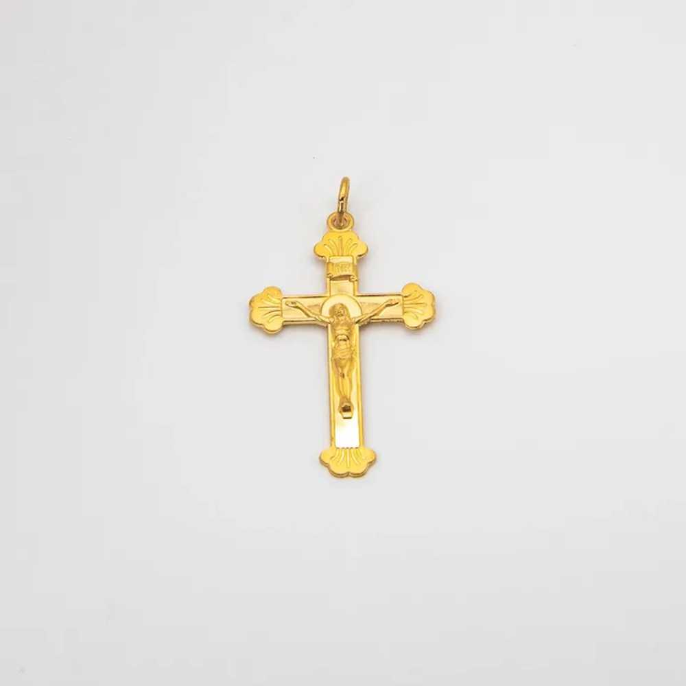 24k Yellow Gold Crucifix Pendant - image 3