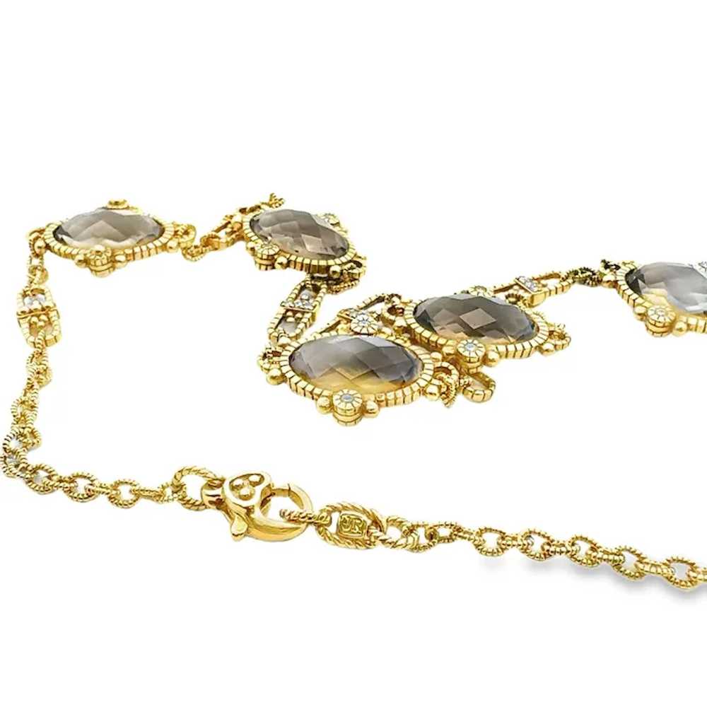 Judith Ripka Smokey Quartz Diamond 18 Karat Yello… - image 4