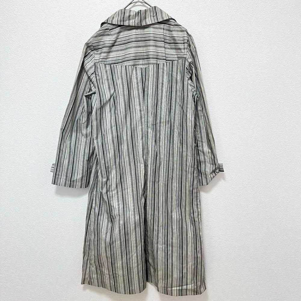 Trench coat thin stripes outerwear size 9 retro v… - image 8