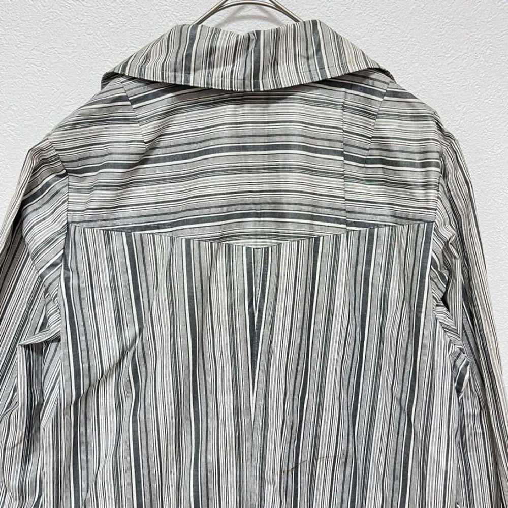 Trench coat thin stripes outerwear size 9 retro v… - image 9