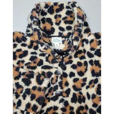 J CREW Jacket Womens Medium Leopard Snap Collar Sh