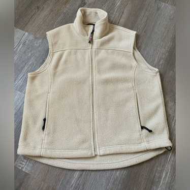 VTG L.L. Bean Sherpa Fuzzy Outdoor Vest Cream Beig