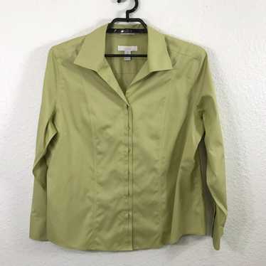 Vintage Chico's Blouse Size 2 Solid Green Cotton … - image 1