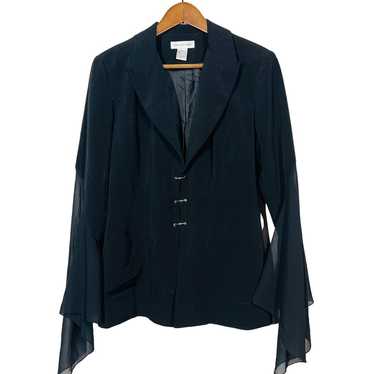 Newport News Formal Blazer Flowy Sleeves Black La… - image 1