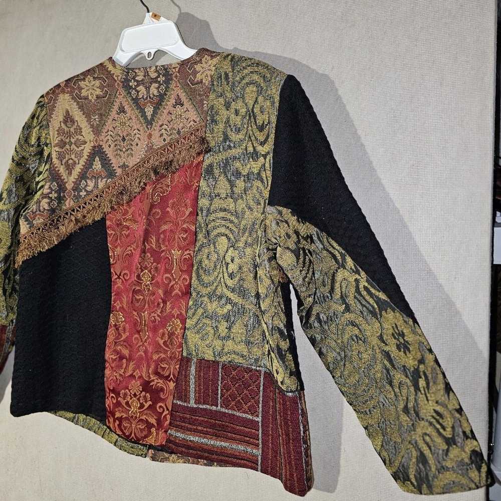 Alex Kim Patchwork Tapestry Blazer Jacket With Fr… - image 11