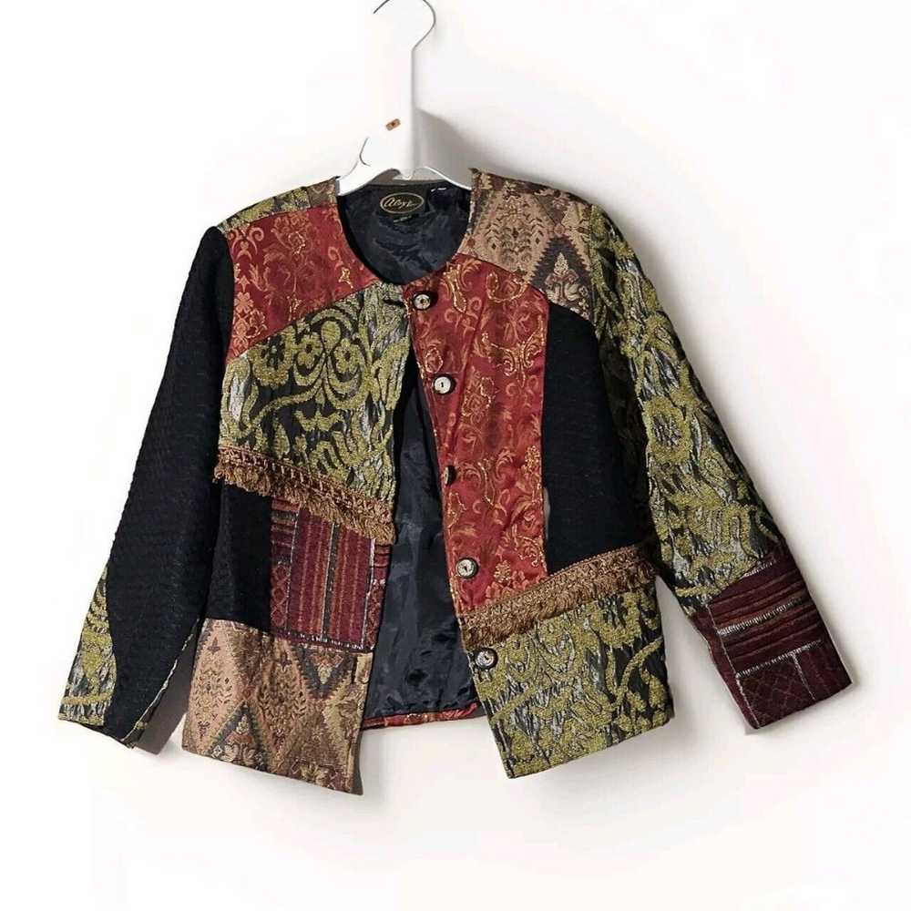 Alex Kim Patchwork Tapestry Blazer Jacket With Fr… - image 1