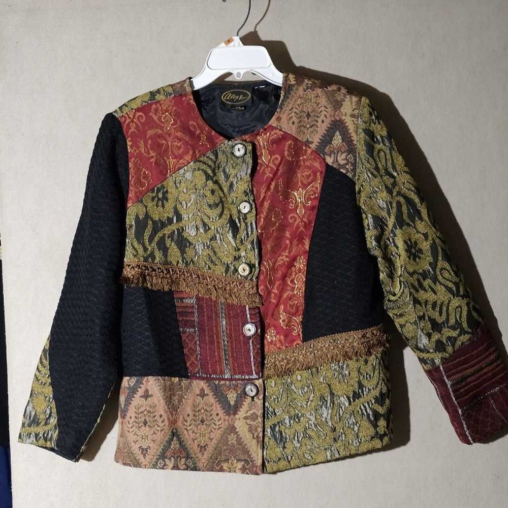 Alex Kim Patchwork Tapestry Blazer Jacket With Fr… - image 2