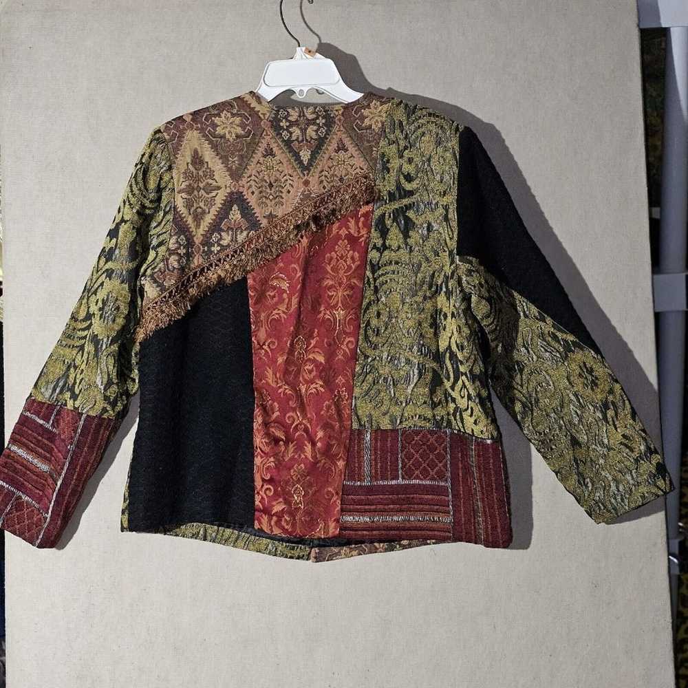 Alex Kim Patchwork Tapestry Blazer Jacket With Fr… - image 3