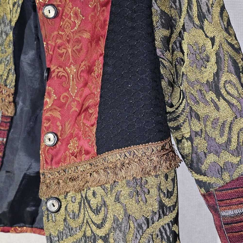 Alex Kim Patchwork Tapestry Blazer Jacket With Fr… - image 4