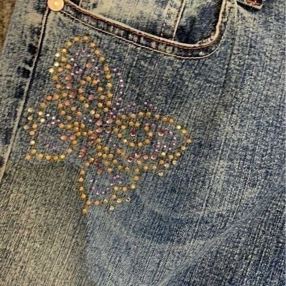 Y2k butterfly embellished flared jeans - image 2