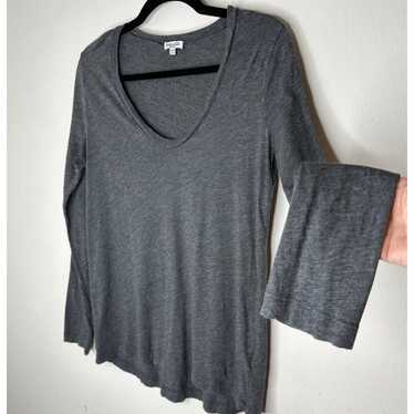 Splendid Splendid Gray Light Long Sleeve Deep VNec