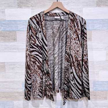 Chicos Chicos Easywear Stretchy Animal Cardigan Sw